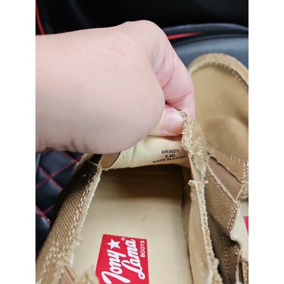 Tony Lama RR3025 Mens9.5D Slip On Moc Toe Casual Shoes Winter Wheat Tan Canvas - Picture 8 of 8